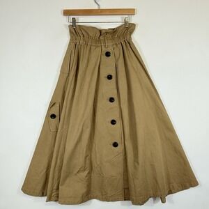 Ameri Japan Womens Small Tan Canvas Utility Military Urban Industrial Midi Skirt